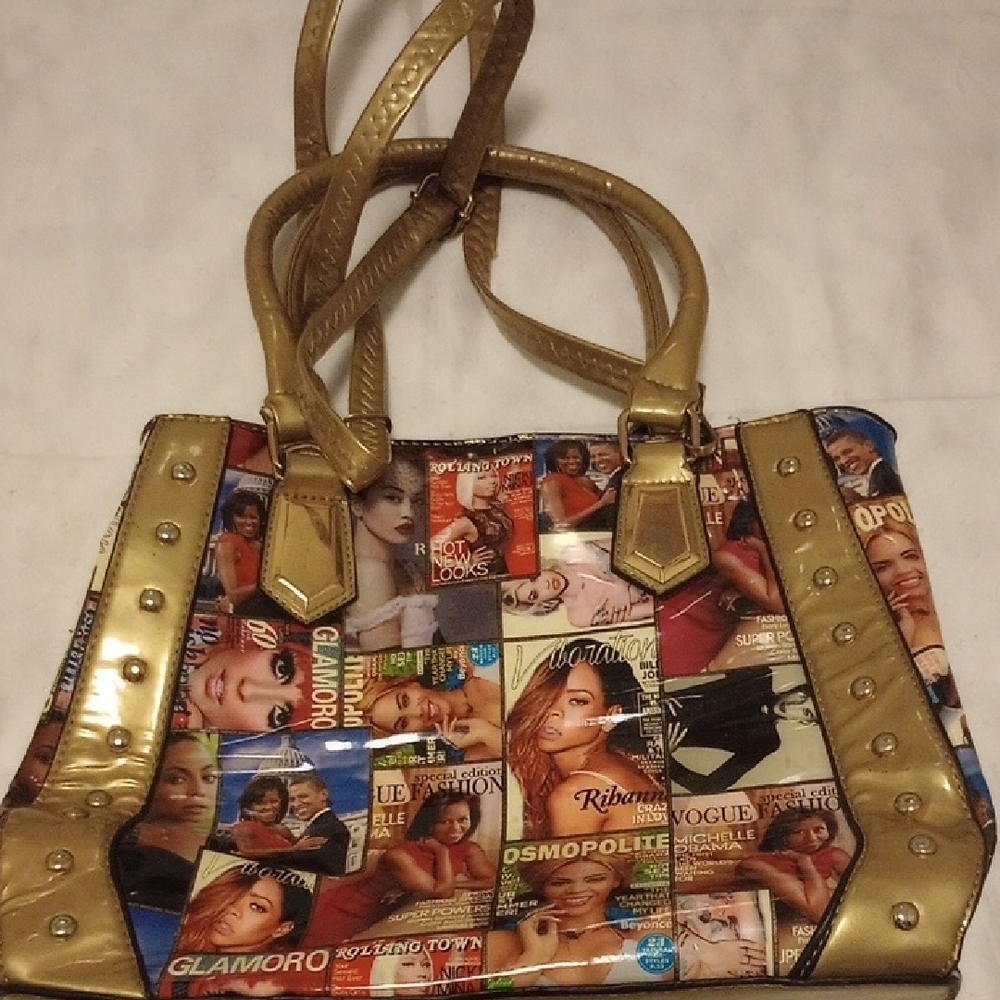 Multicolor Magazine Print Tote Bag